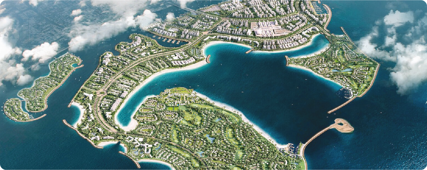 A serene view of Beach Walk Residence  on Dubai Islands